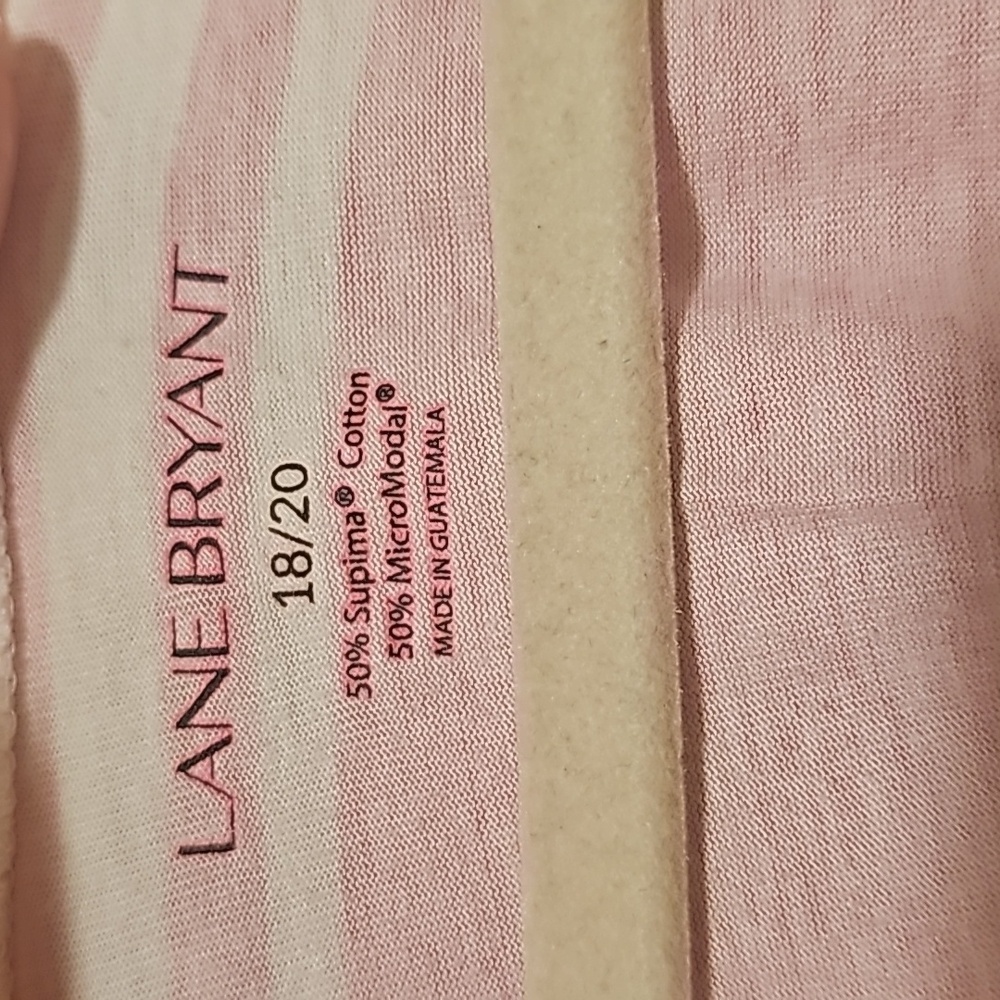 🌷Lane Bryant Pink Orange Striped Supima Cotton Micromodal Tee Size 18/20 - Picture 3 of 4